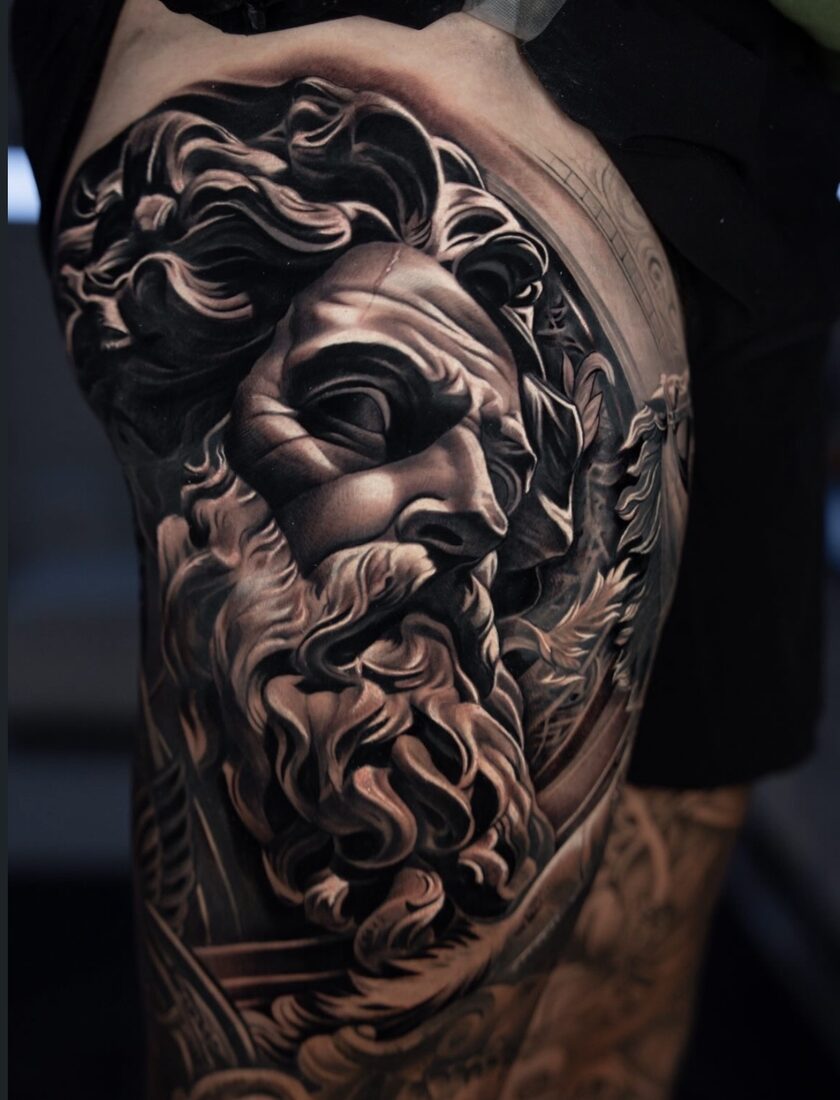 Black and grey realism statue portrait by Robert Pho
